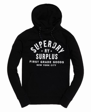 Superdry Surplus Goods Graphic Férfi Kapucnis Pulóver Fekete | PATGV3458